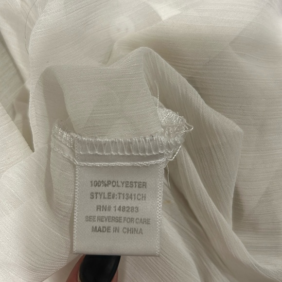 Semi sheer white button up/ beach coverup - Picture 3 of 6